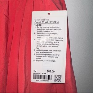 Lululemon Court Rival HR Skirt *Long
